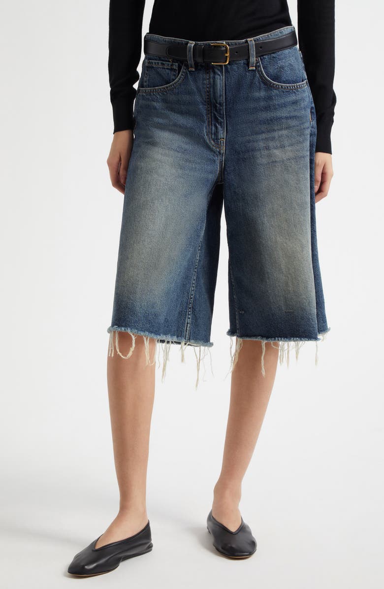 Alona Frayed Denim Bermuda Shorts