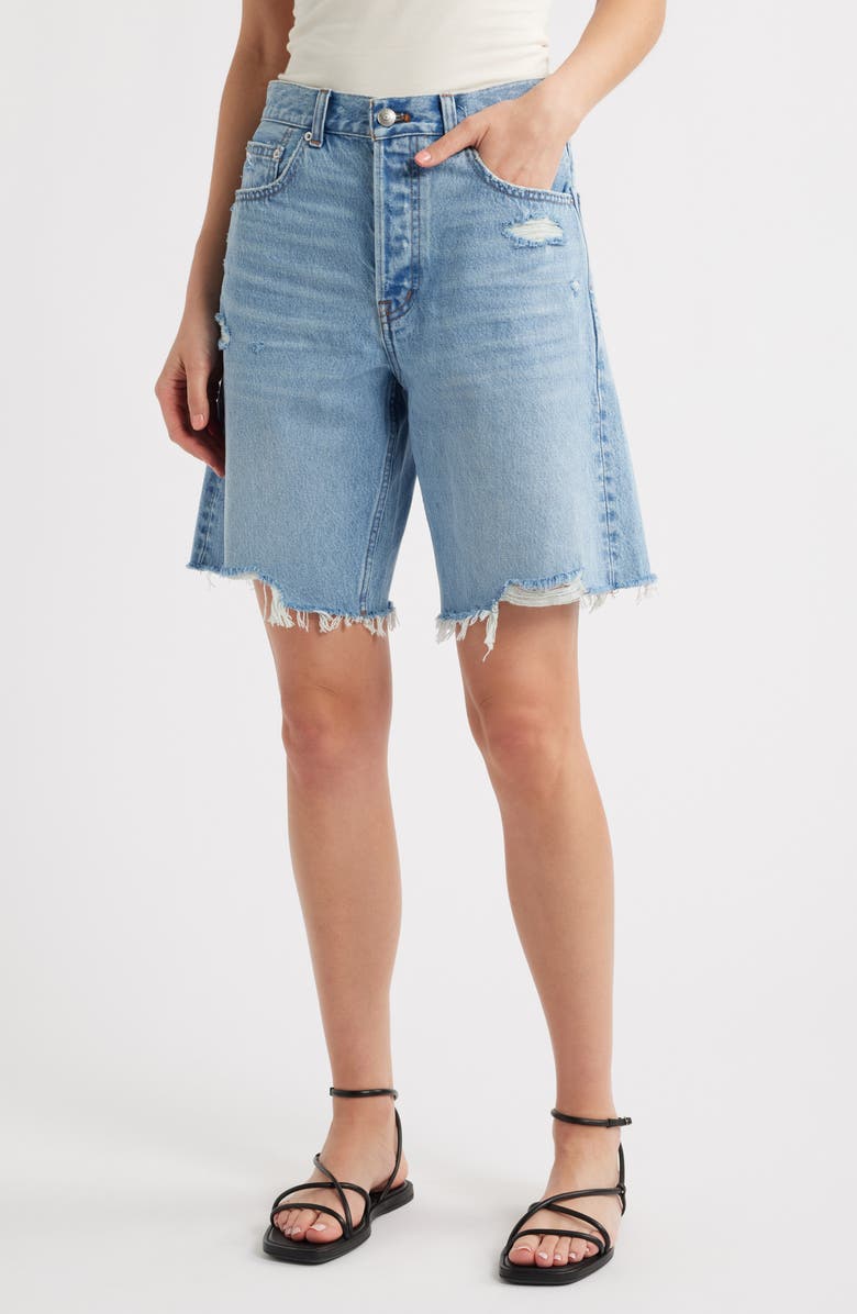 The Essex Raw Hem Long Baggy Denim Shorts
