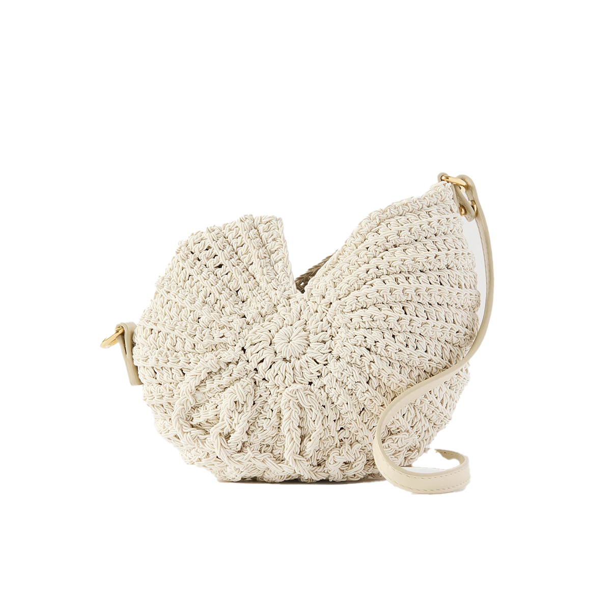 Sea Treasures Leather-Trimmed Crocheted Cord Shoulder Bag