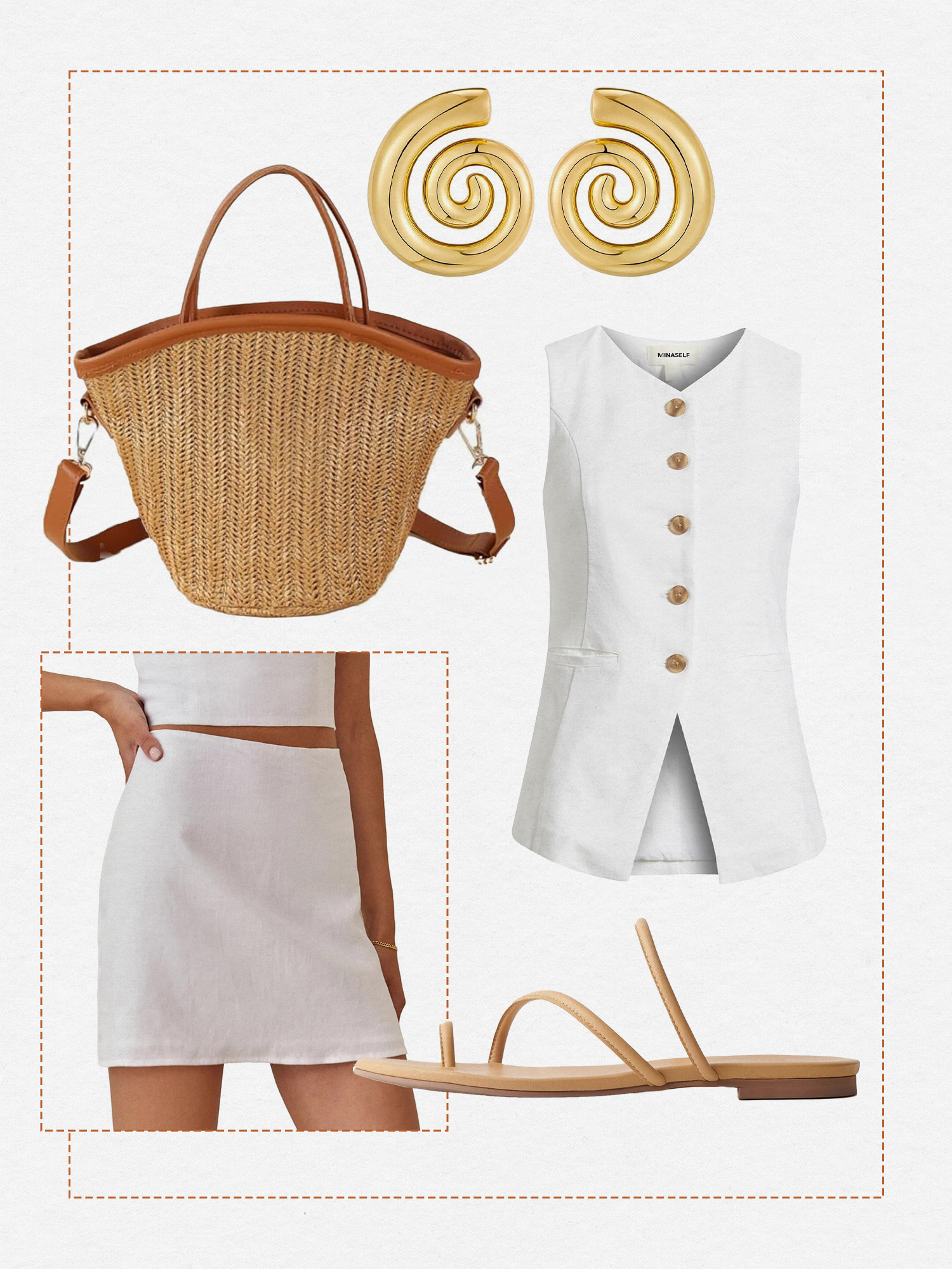 White linen vest outfit from Amazon
