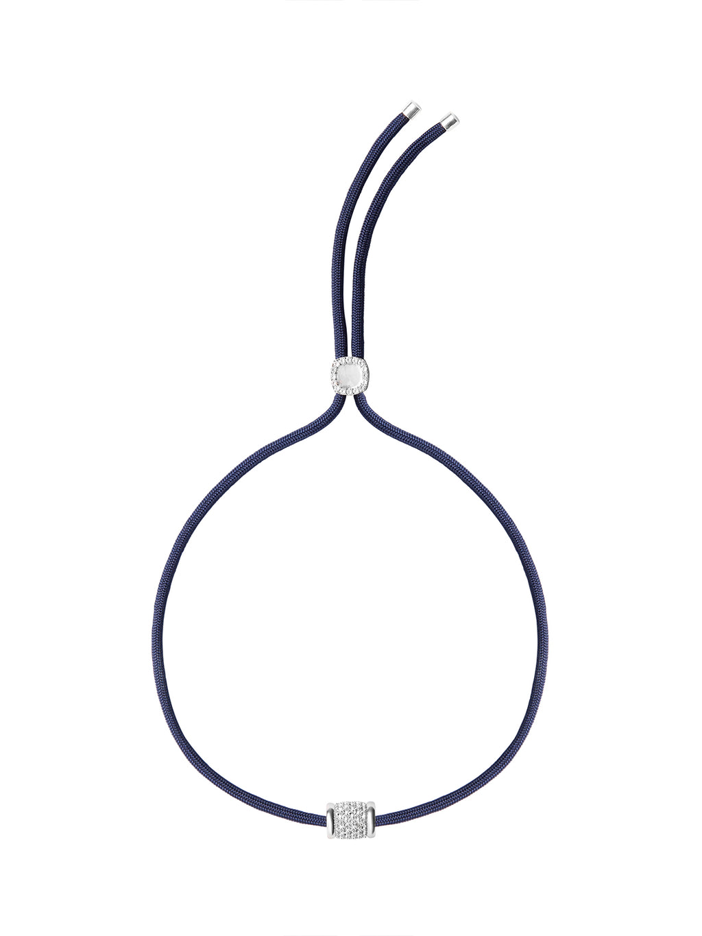 Yves Lab White Sapphire Paracord Necklace, Marine and Silver