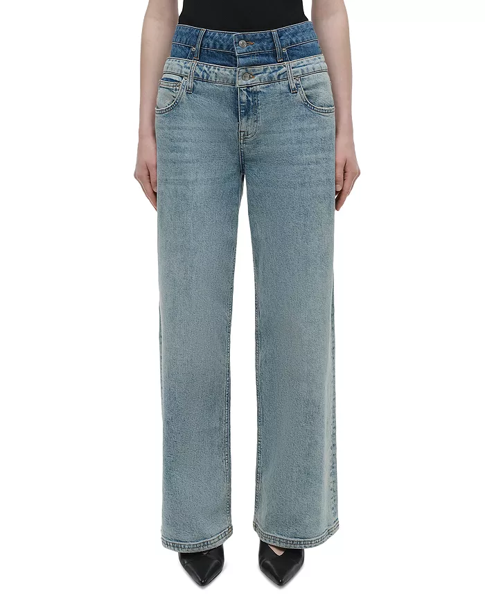 Kove High Rise Double Waistband Jeans in Two Tone Del Mar