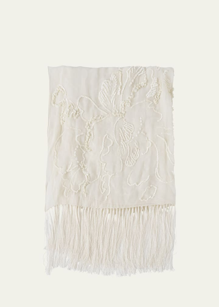 Felicia Floral Sequined Fringe Scarf