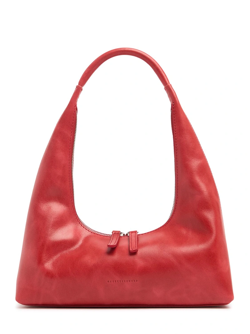 Hobo Washed Leather Shoulder Bag - Margesherwood - Women - Apple Red - Unique