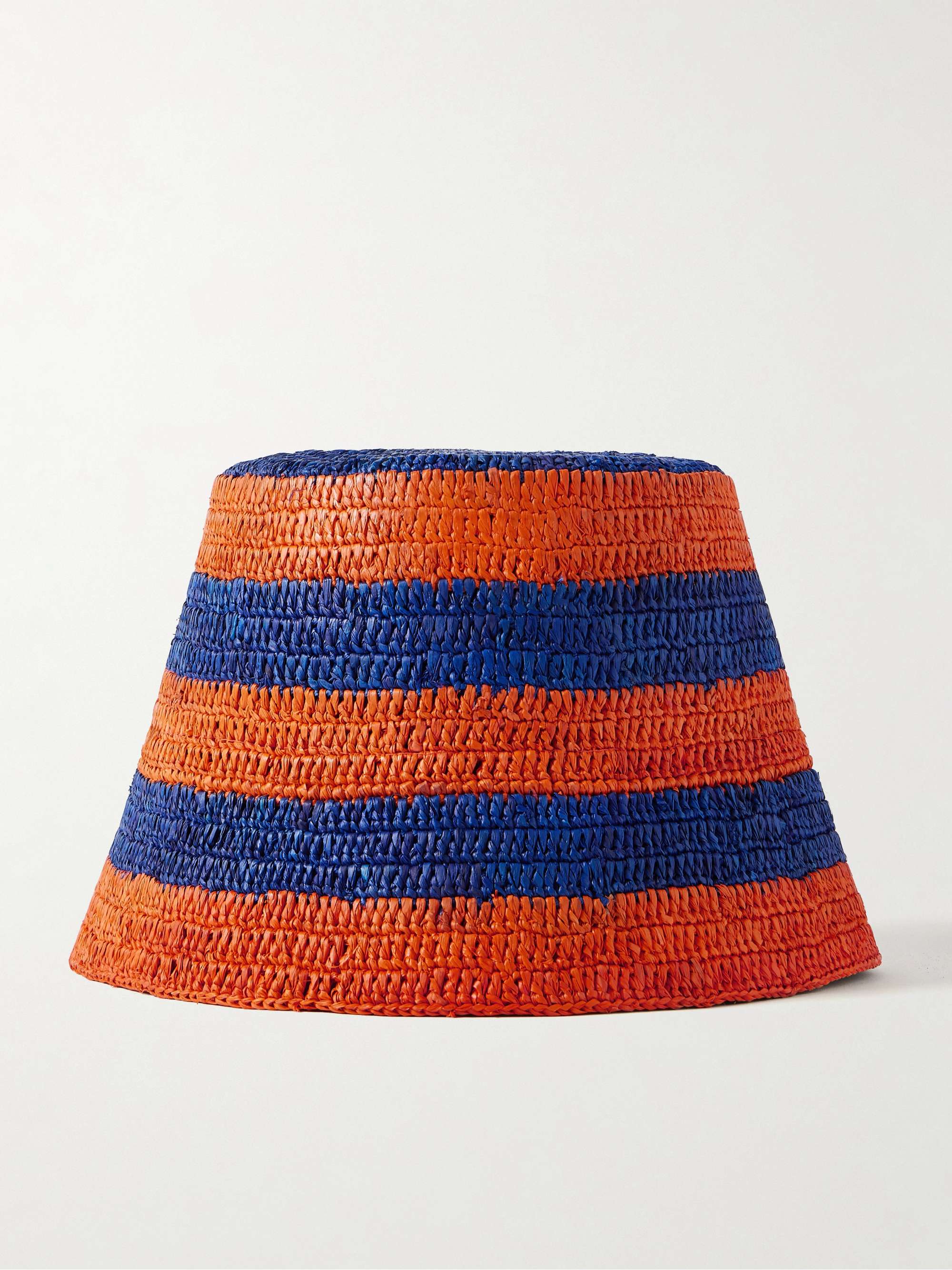 Striped Raffia Bucket Hat