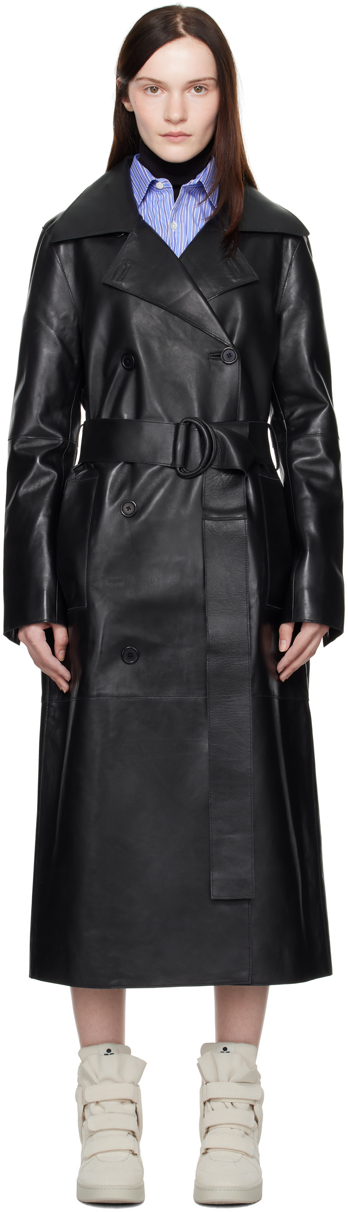 Black Paris Leather Coat