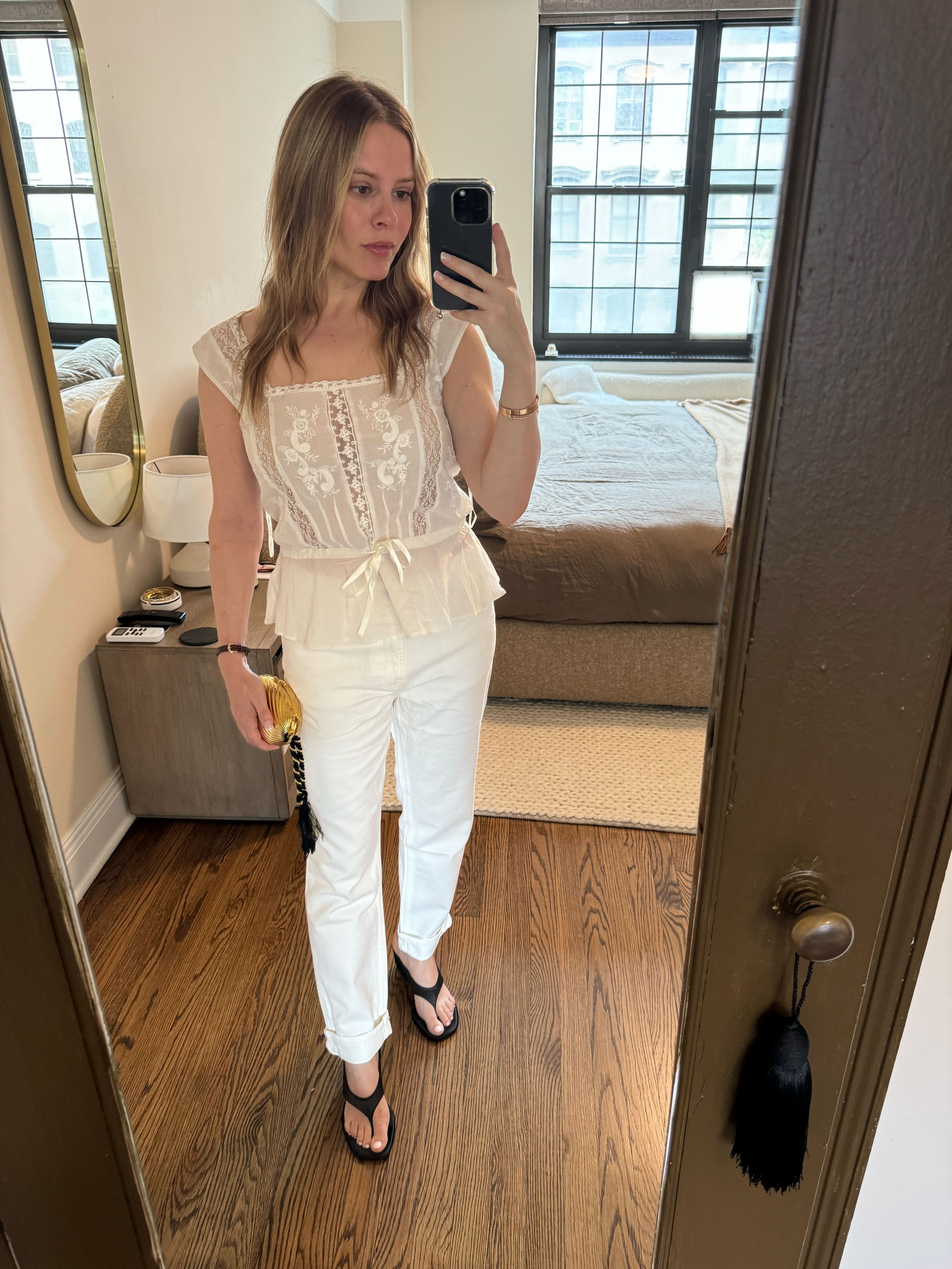 Nikki wears a new piece from Everlane's new summer collection.