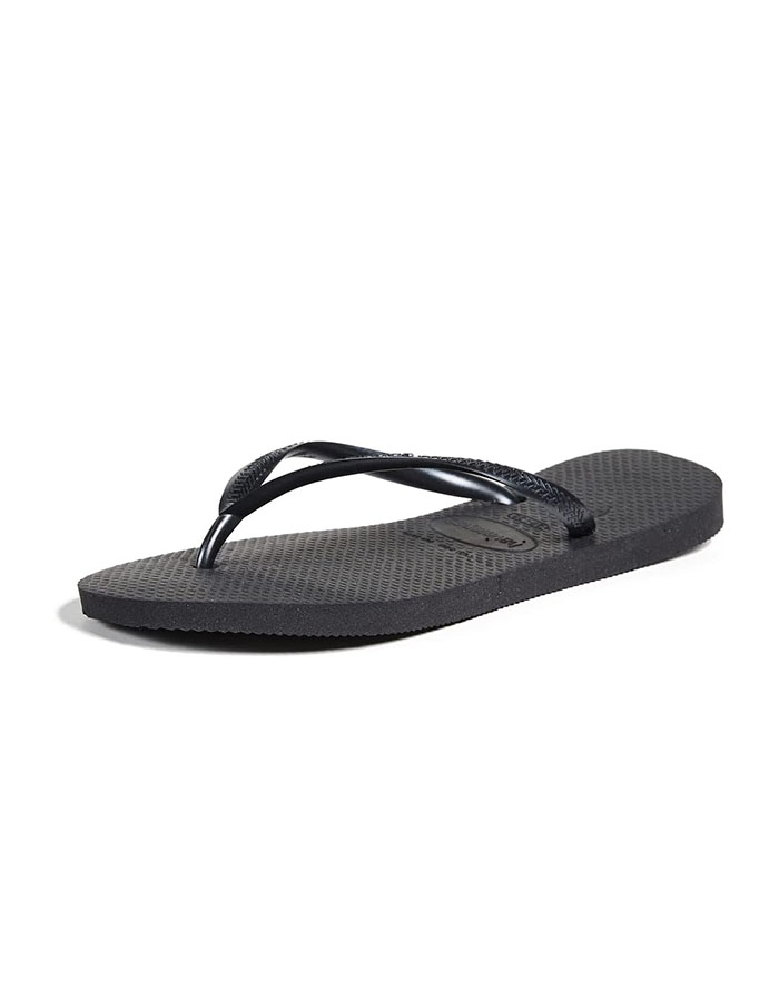 Havaianas Women's Slim Flip Flops Sandals - Black, 9/10