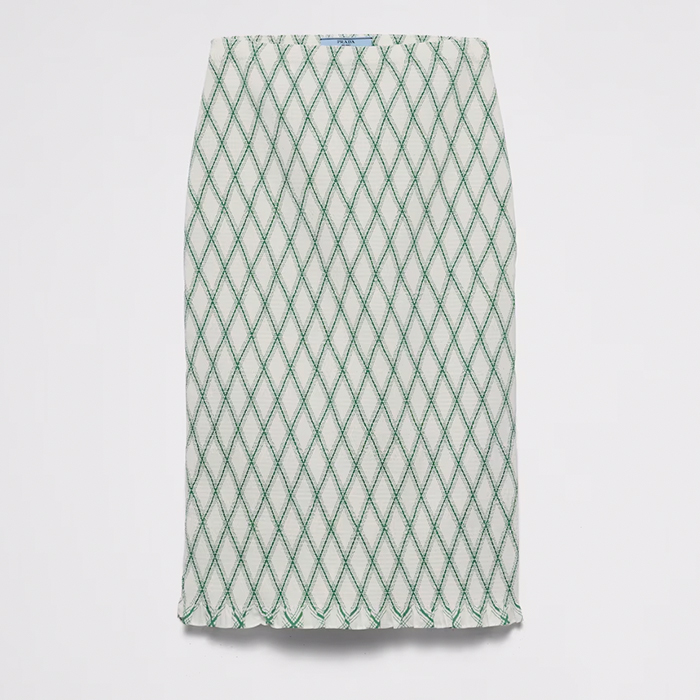 Prada, Cotton Skirt With Geometric Pattern