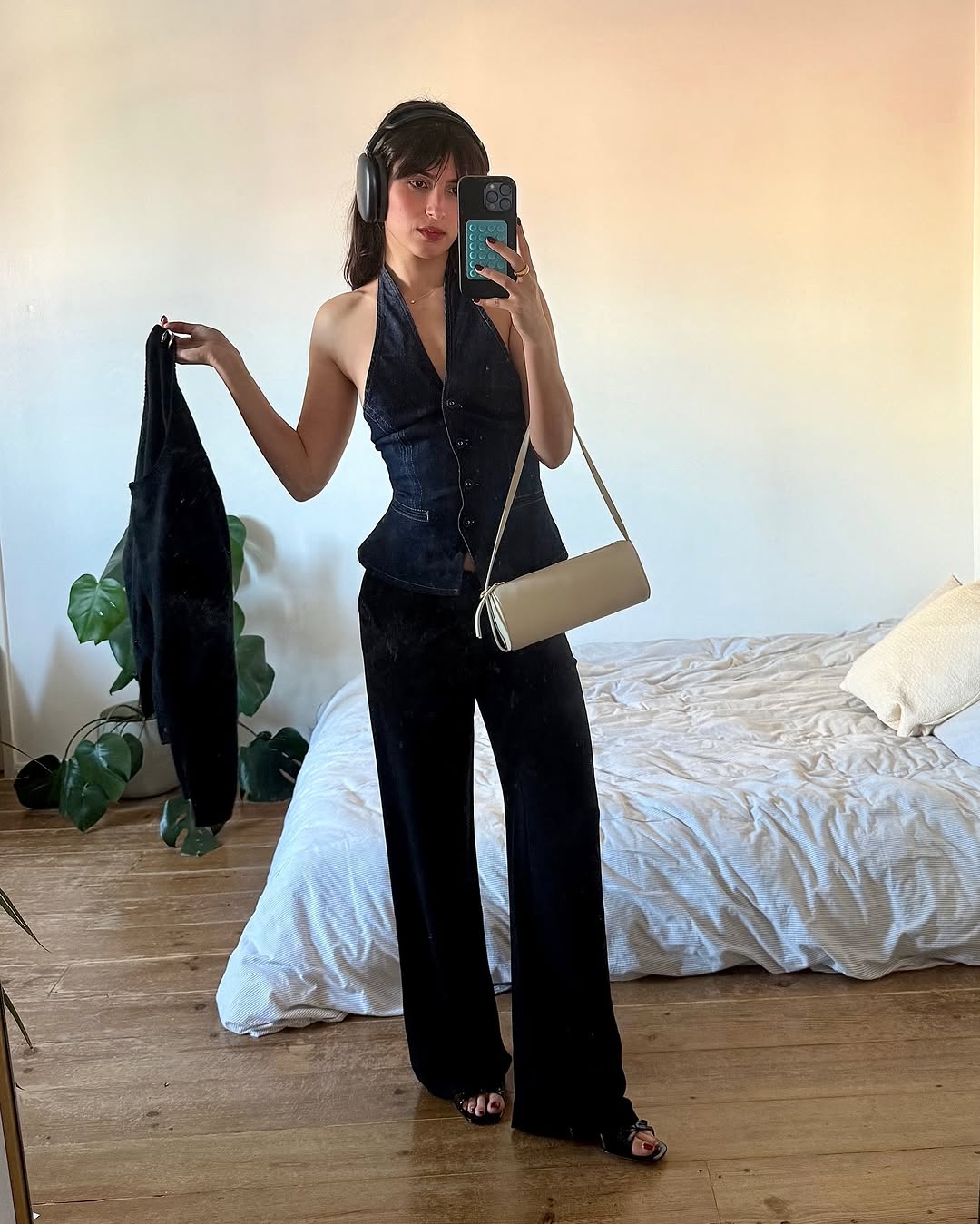 woman wearing matching set vest and pants