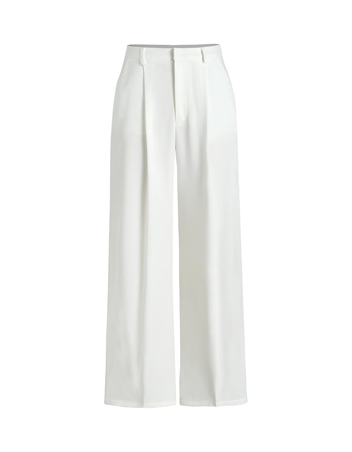 Cider High Waist Pleated Wide Leg Pants White