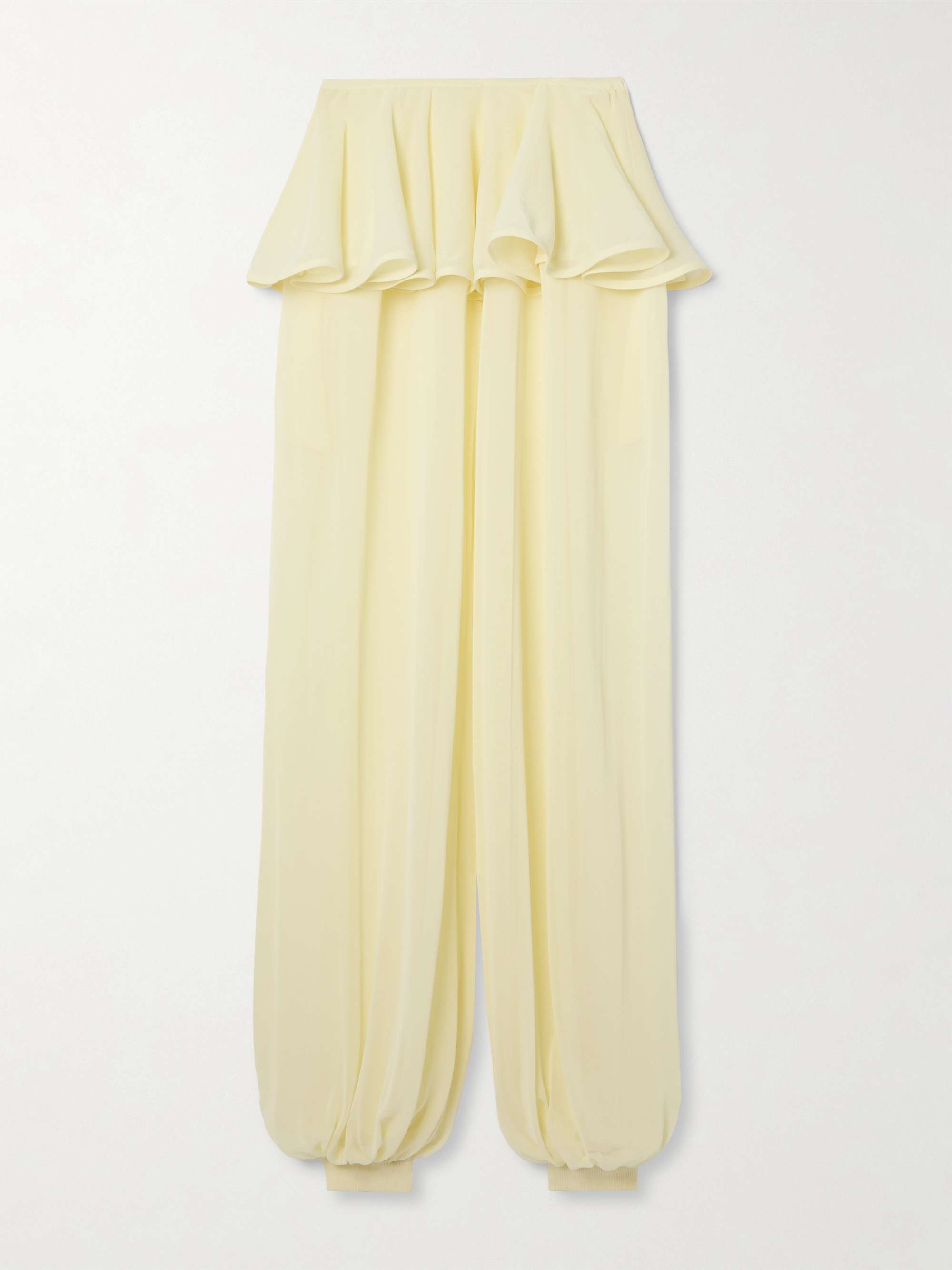 Pleated Georgette Peplum Tapered Pants