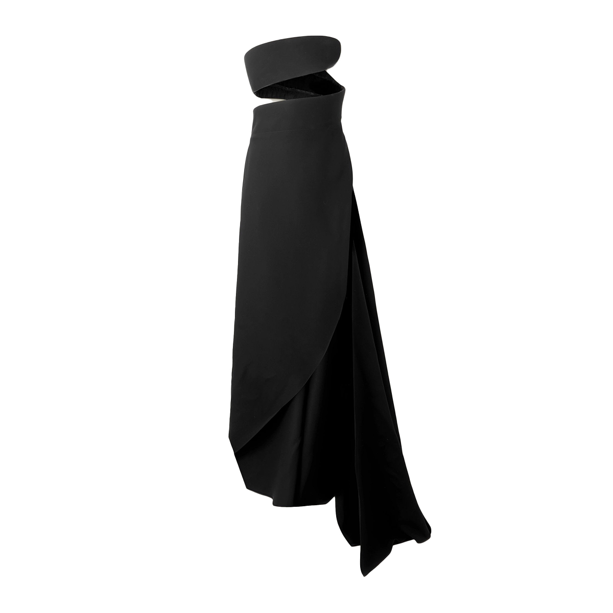Spiral Strapless Bustier Silk and Wool-Blend Gown