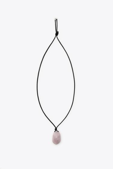 Leather Cord Stone Necklace