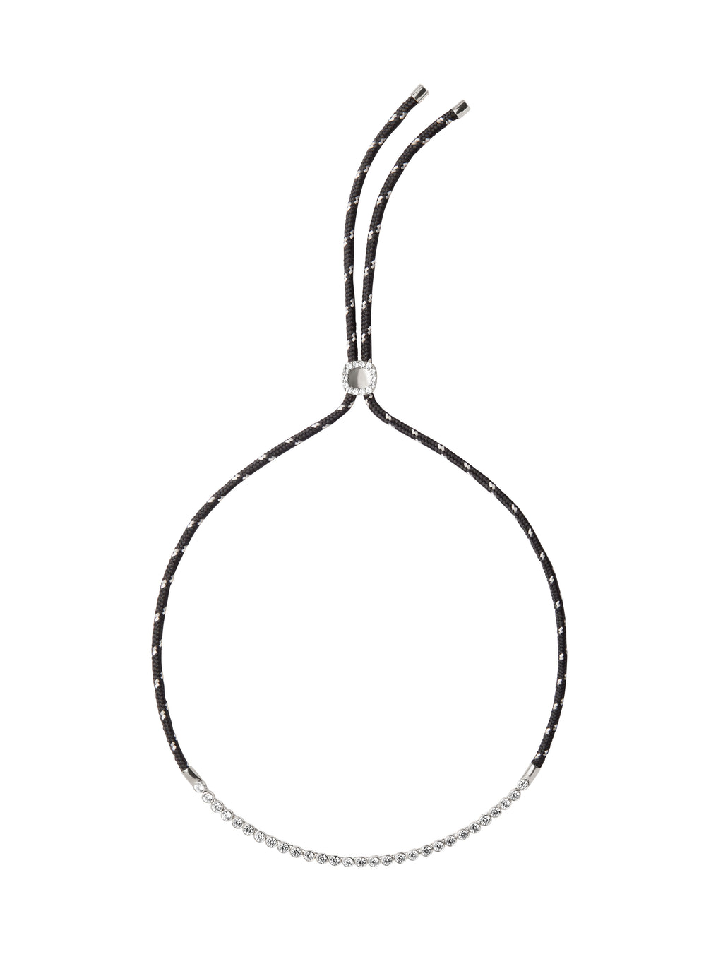 James Bezel Noir Et Blanc Paracord Necklace, Silver