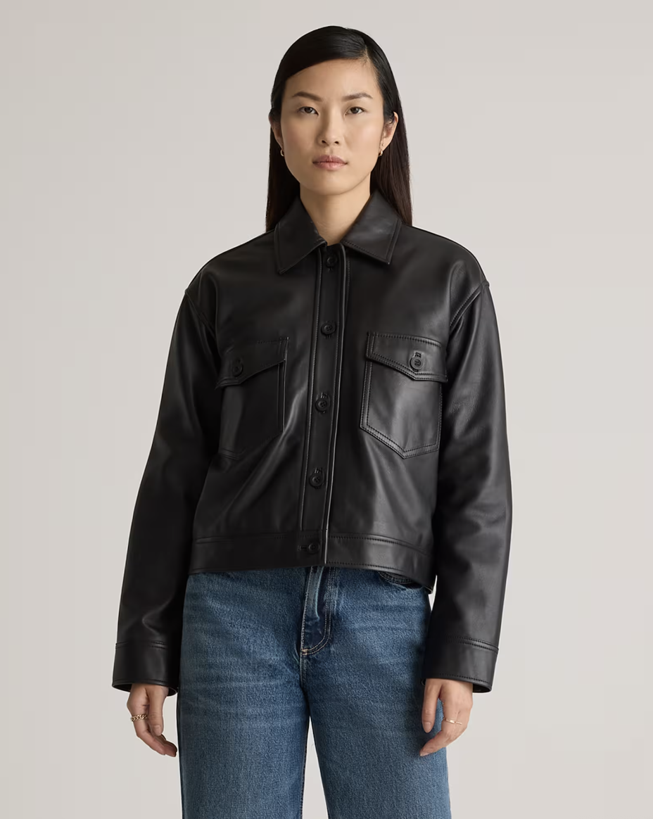 100% Leather Cropped Jacket