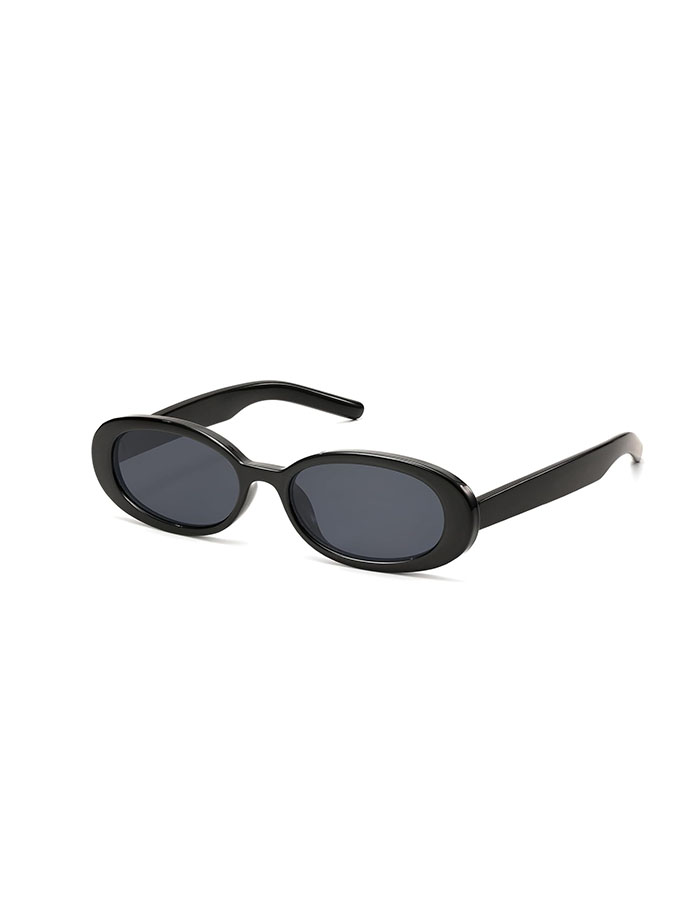 Liksmu Oval Sunglasses for Women Men Vintage Retro Small 90s Style Trendy Sun Glasses Black