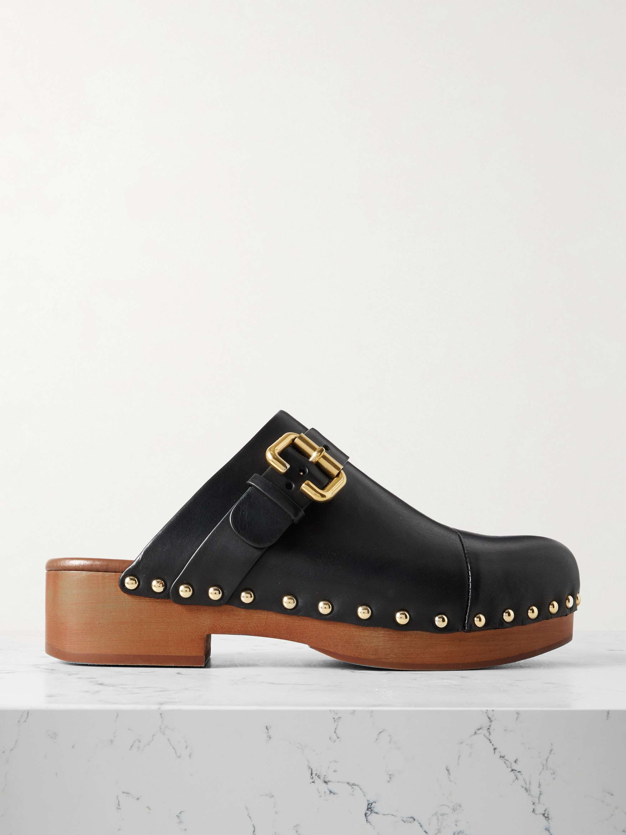 Jeannette Embellished Leather Clogs