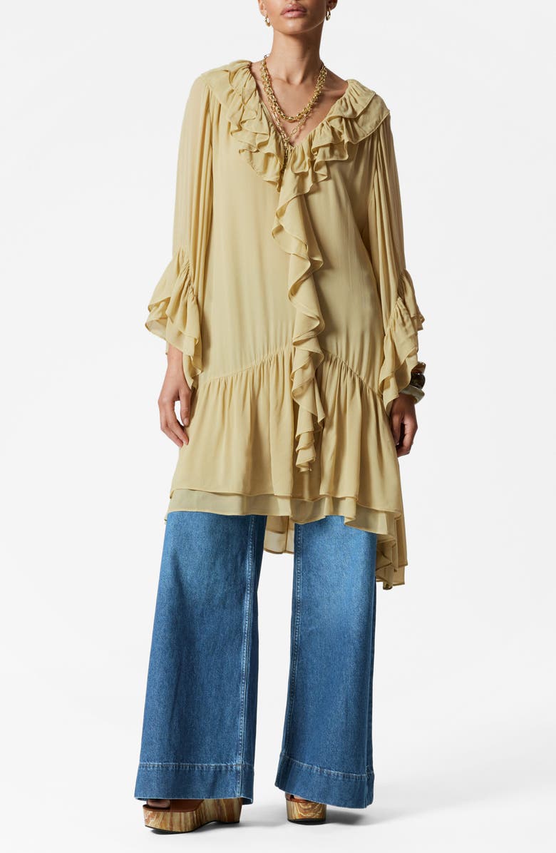 Flounced Drop Waist Dress