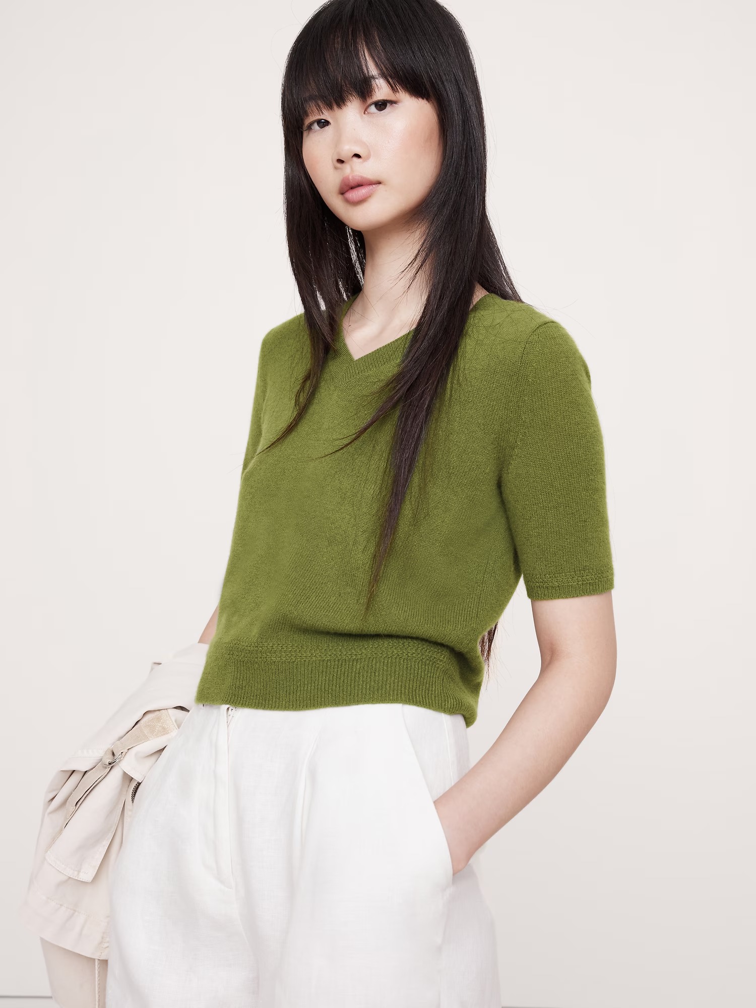 Banana Republic, Lightweight Cashmere V-Neck Sweater 