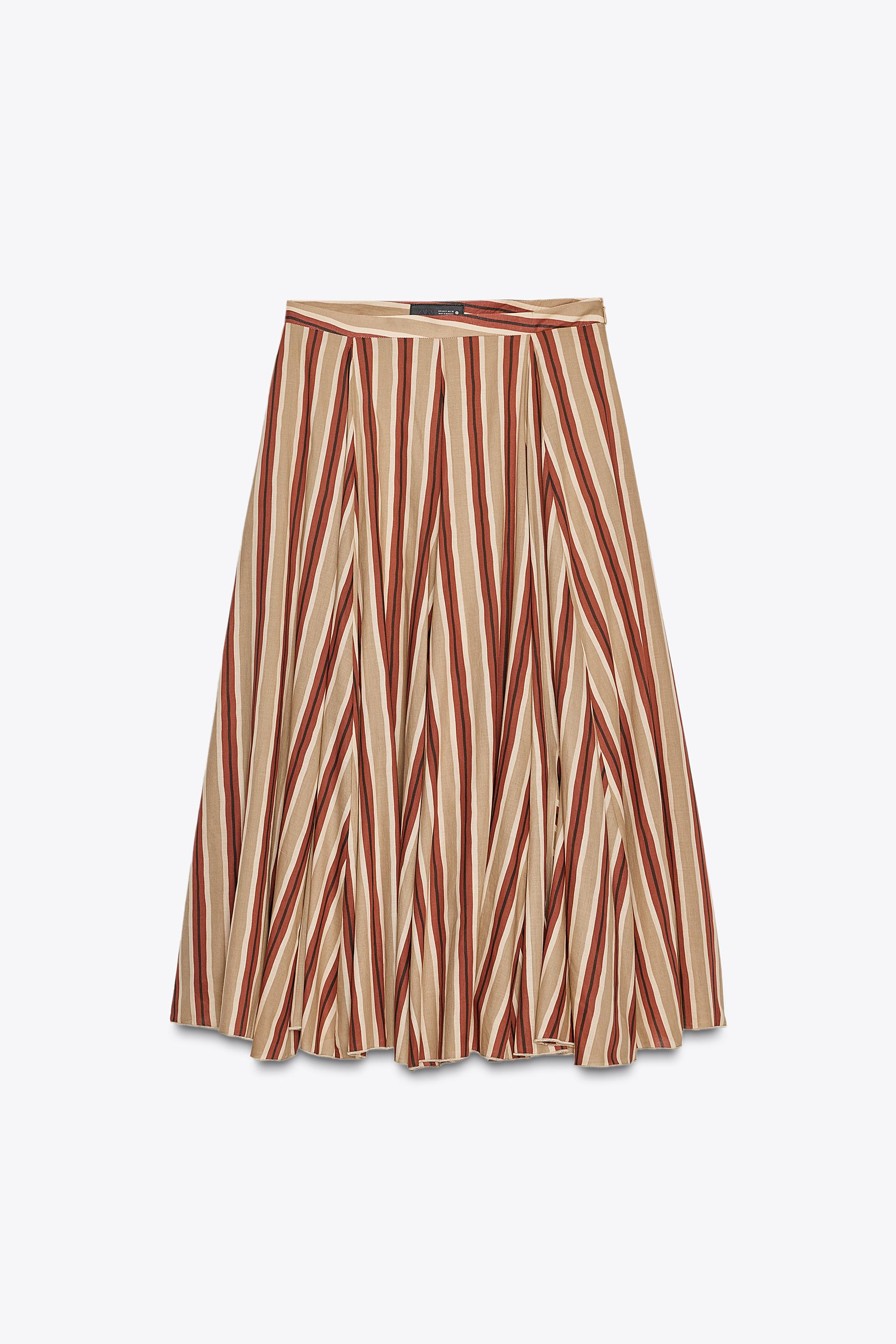 Zw Collection Striped Midi Skirt
