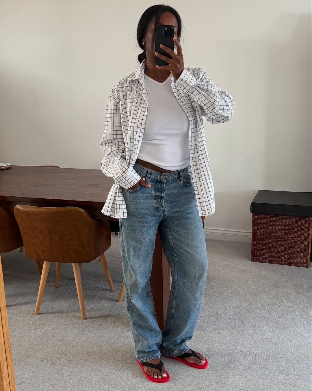 woman wearing chic denim outfit fall 2025