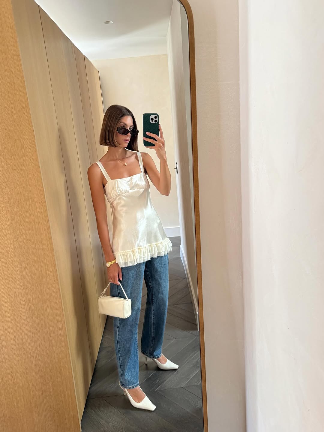 woman wearing chic denim outfit fall 2025