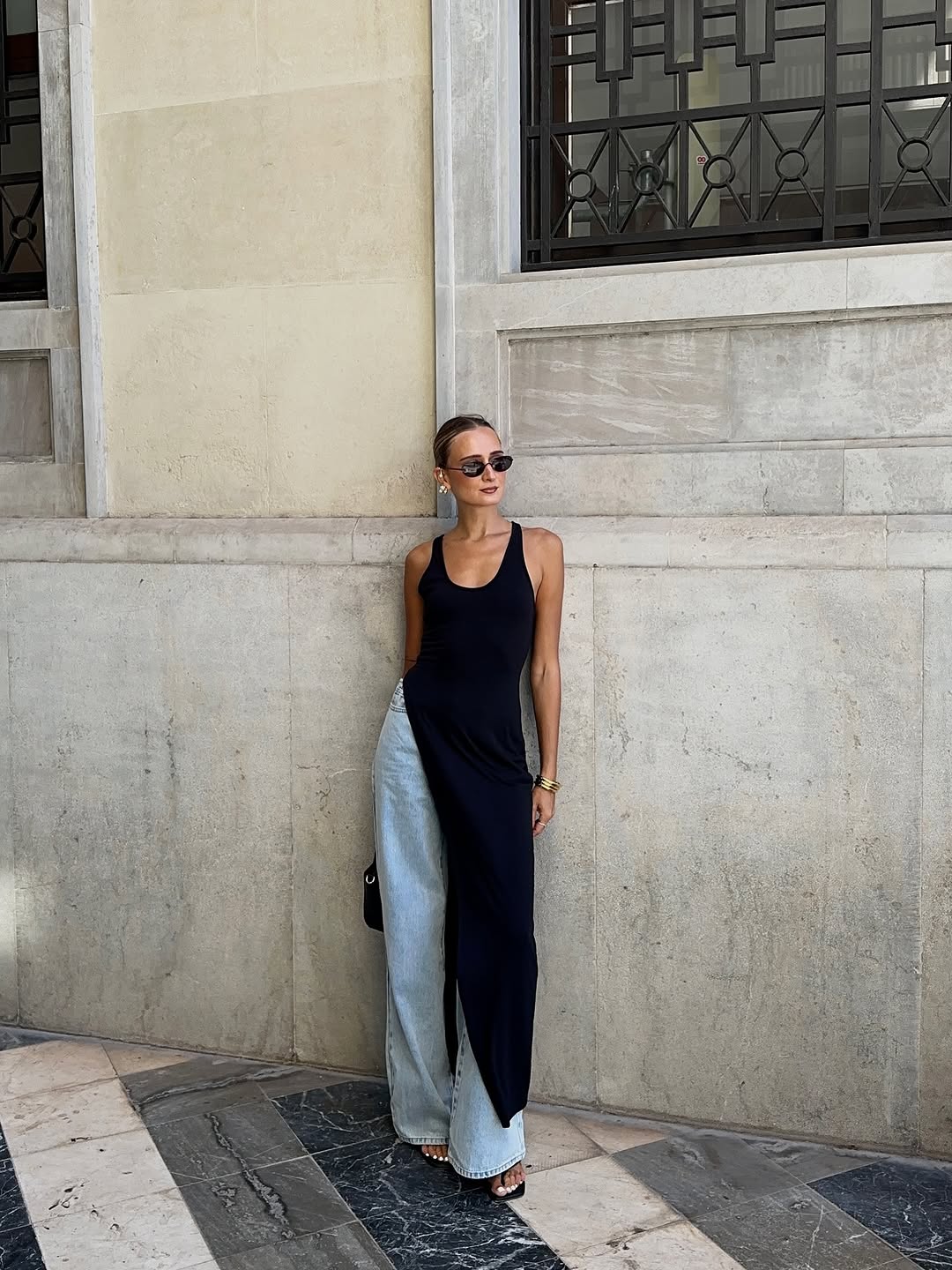 woman wearing chic denim outfit fall 2025