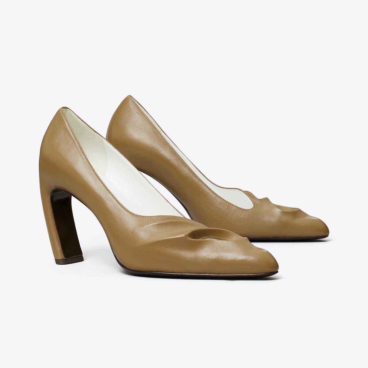 Sculpted Peep-Toe Pump in Beige, Size 10