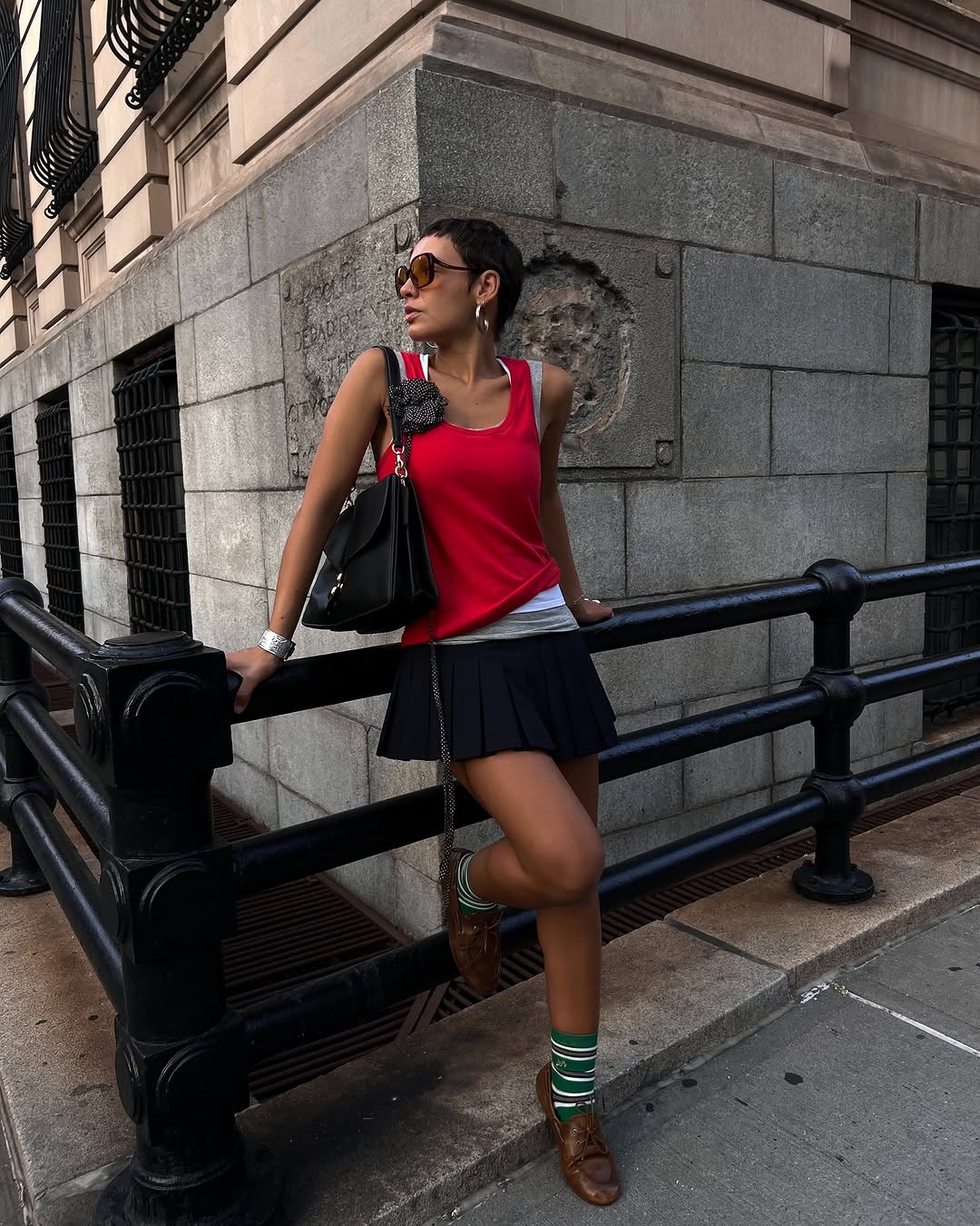 woman wearing fall loafer outfit idea 2025