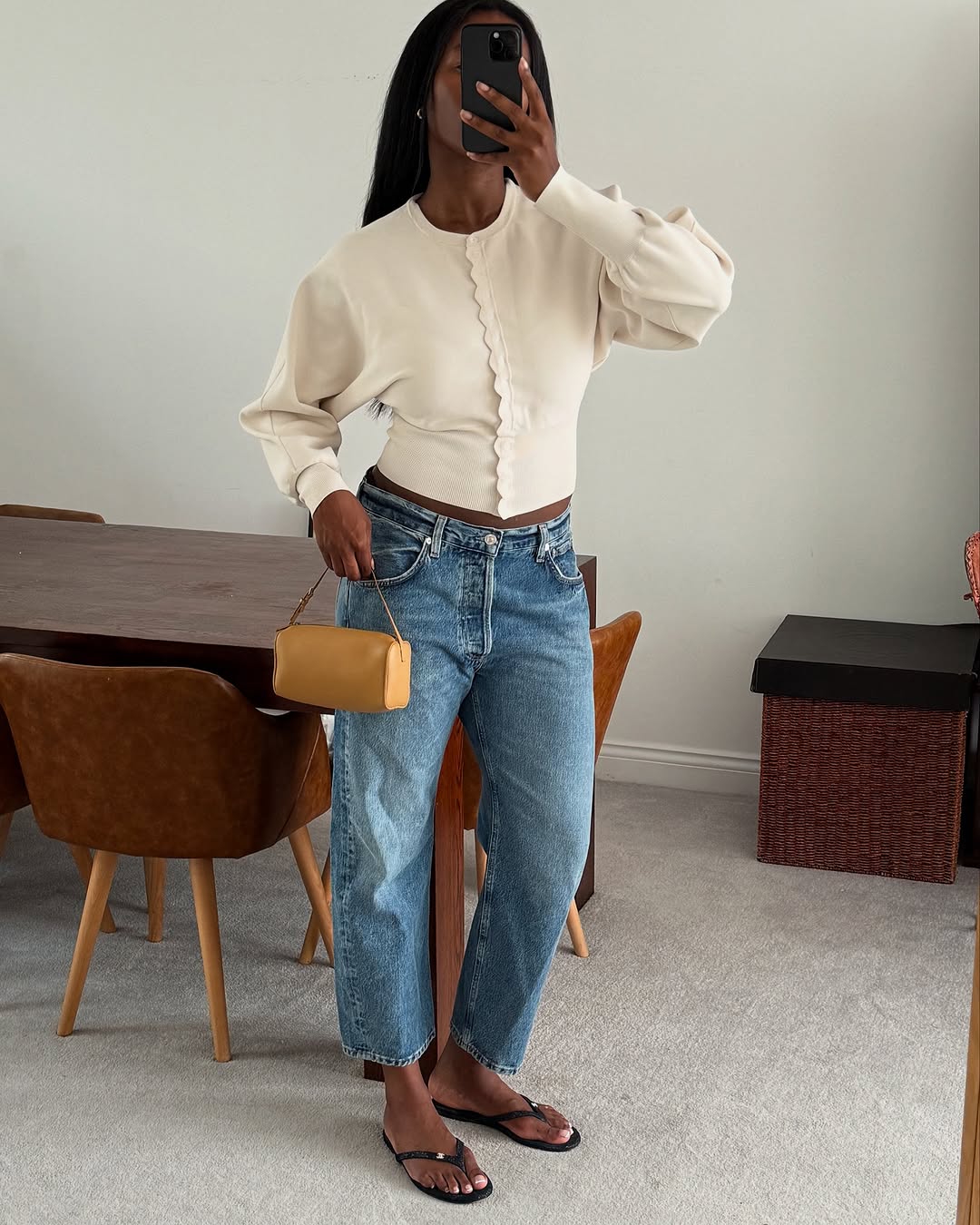 woman wearing chic denim outfit fall 2025