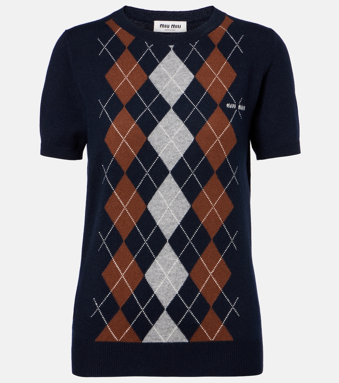 Argyle Knitted Cashmere Top