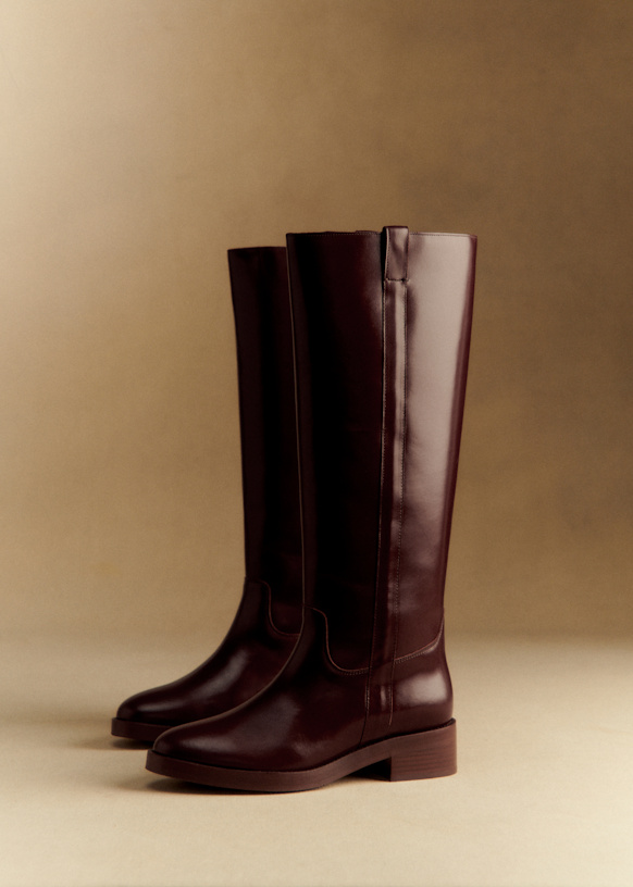 Bridget Knee Boots - Glossy Chocolate - Bovine Leather - S&amp;eacute;zane