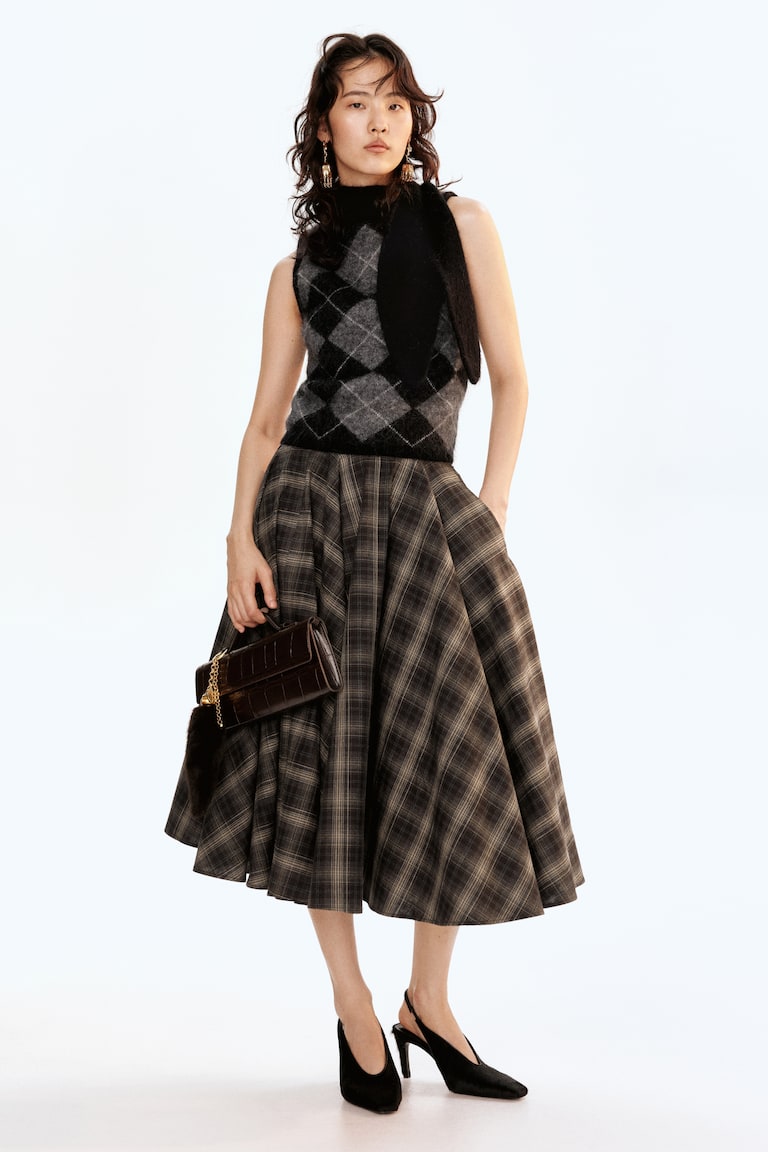 Mohair-Blend Scarf-Collar Top