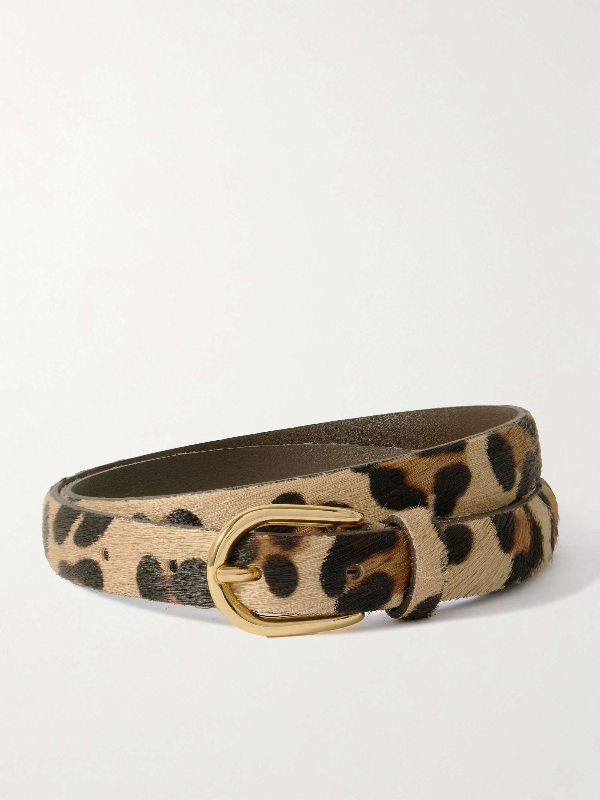 Leopard-Print Calf Hair Belt