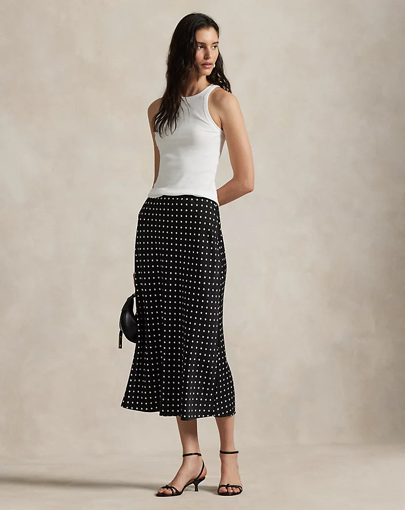 Polka Dot Satin Skirt