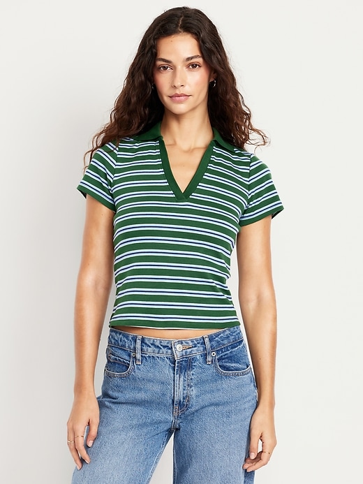 Short-Sleeve Cropped Polo