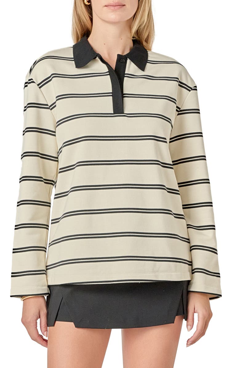 Stripe Long Sleeve Polo