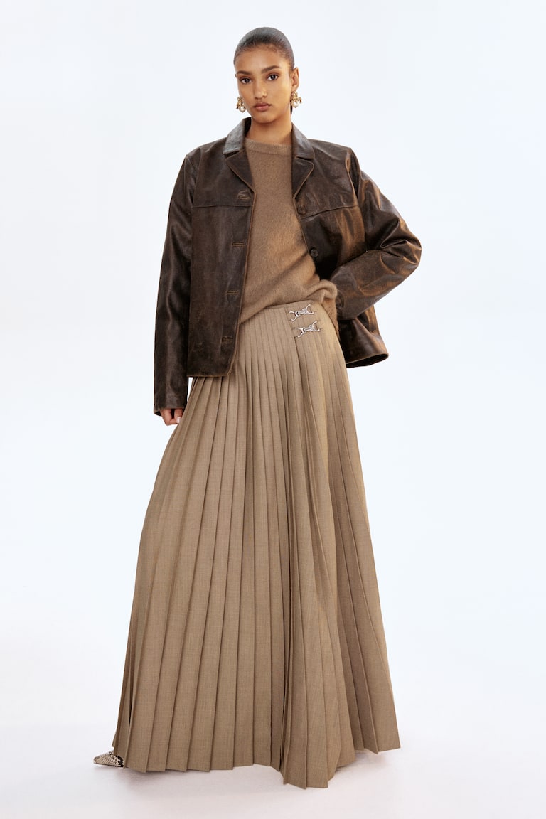 Pleated Wrap Skirt