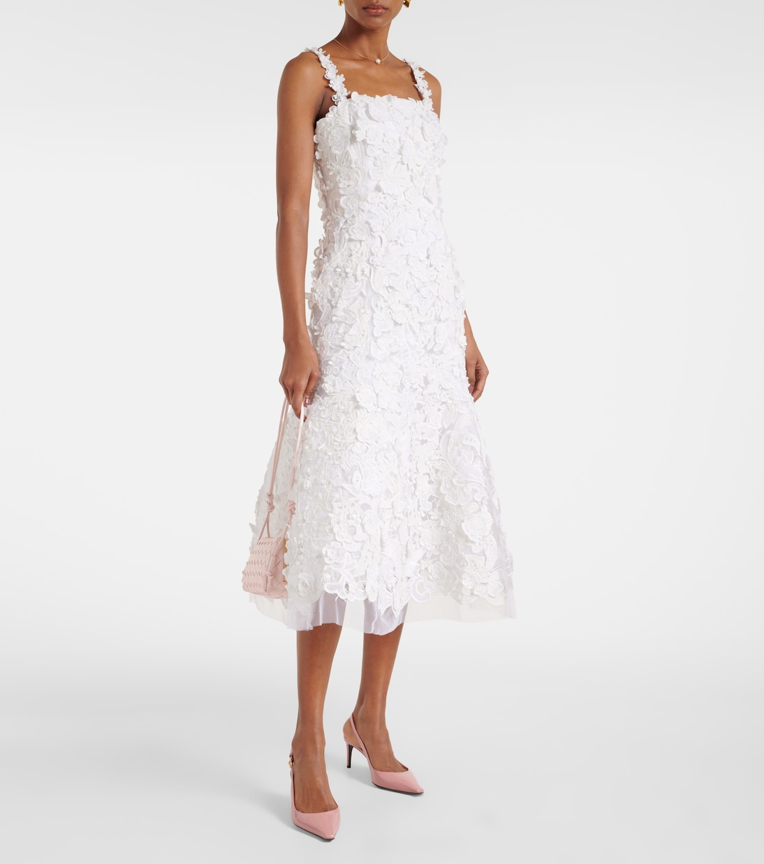 Guipure Lace Midi Dress