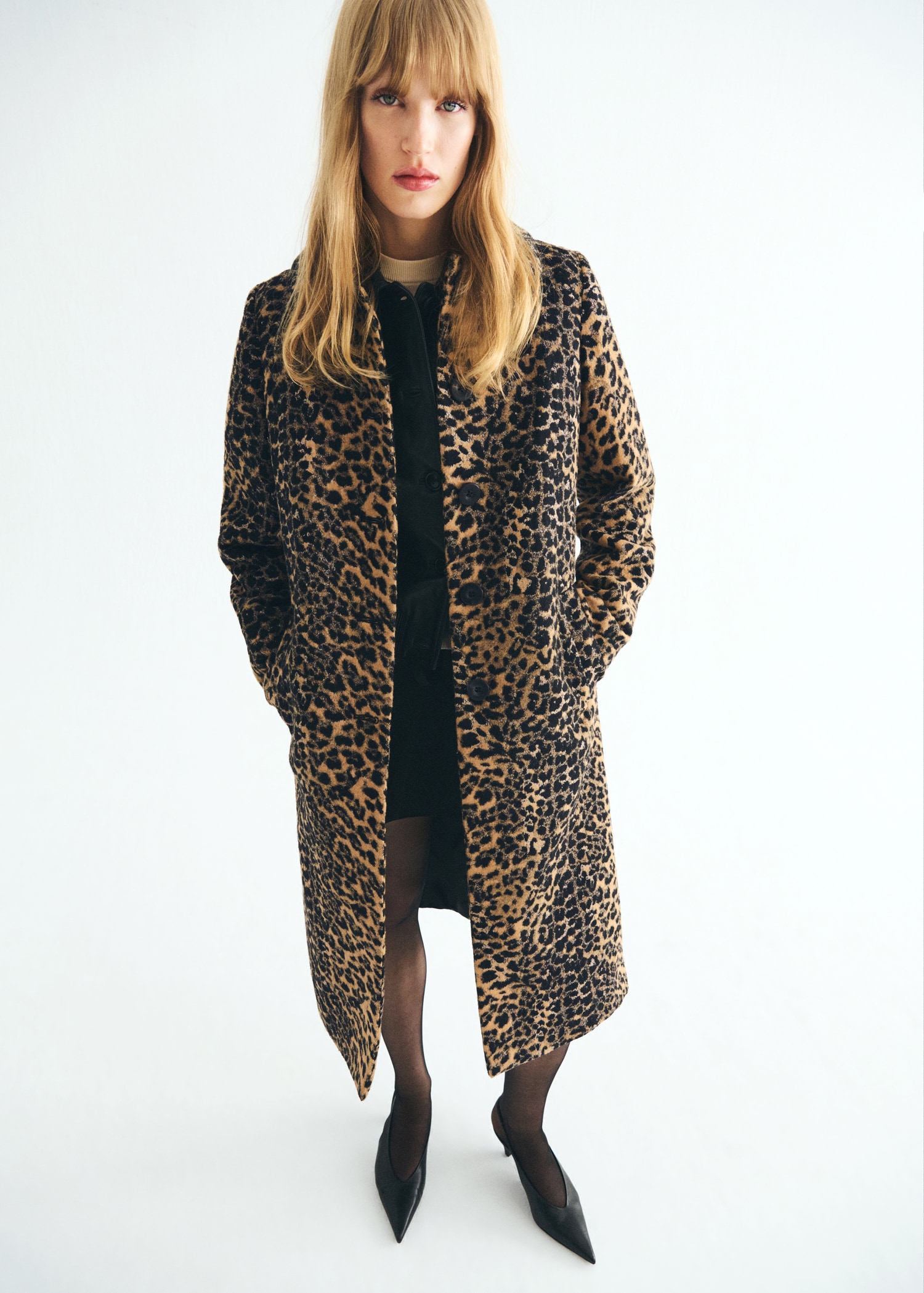 Leopard-Print Long Coat - Women | Mango Usa