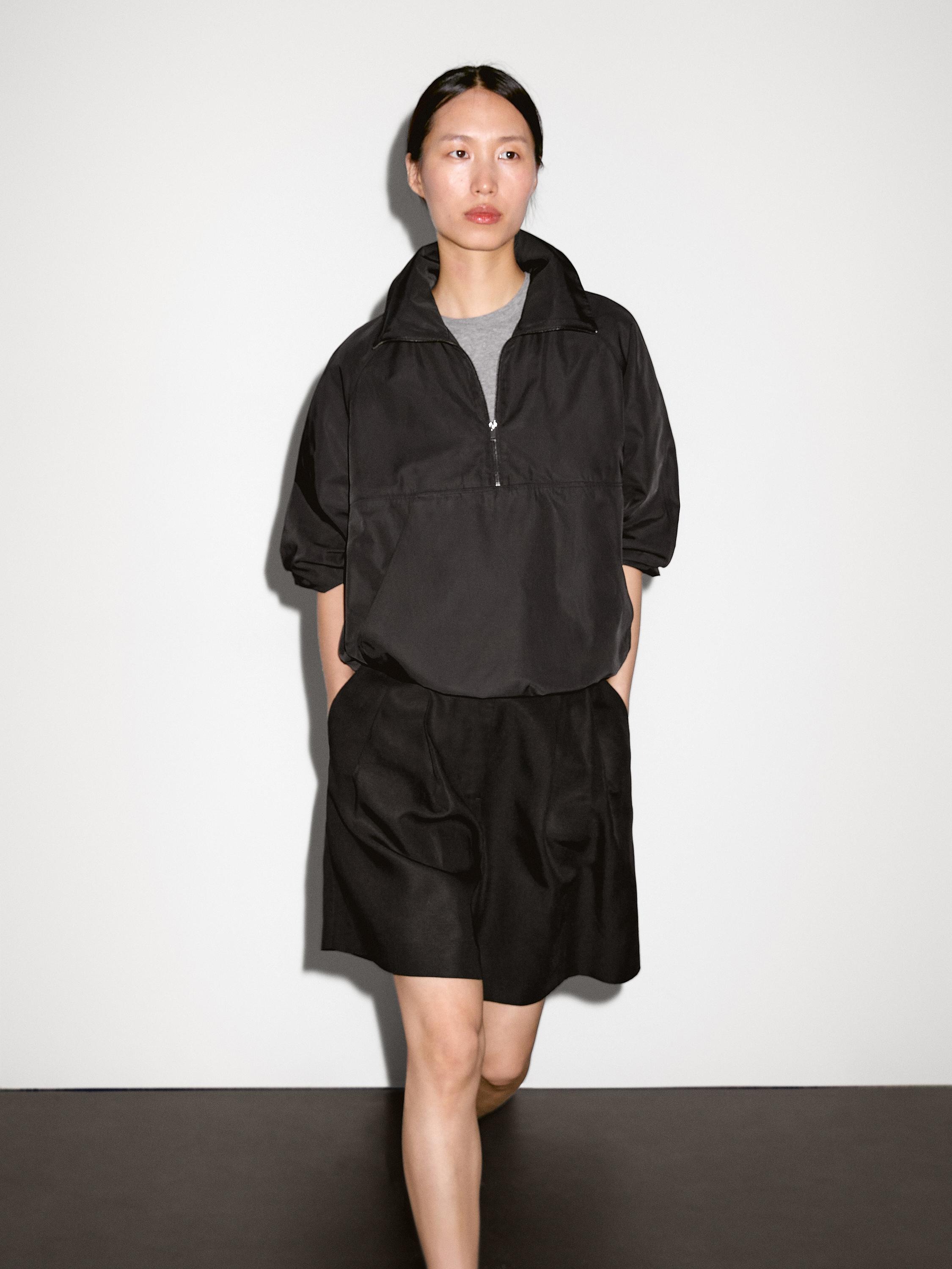 massimodutti, Technical fabric sweatshirt with zip detail