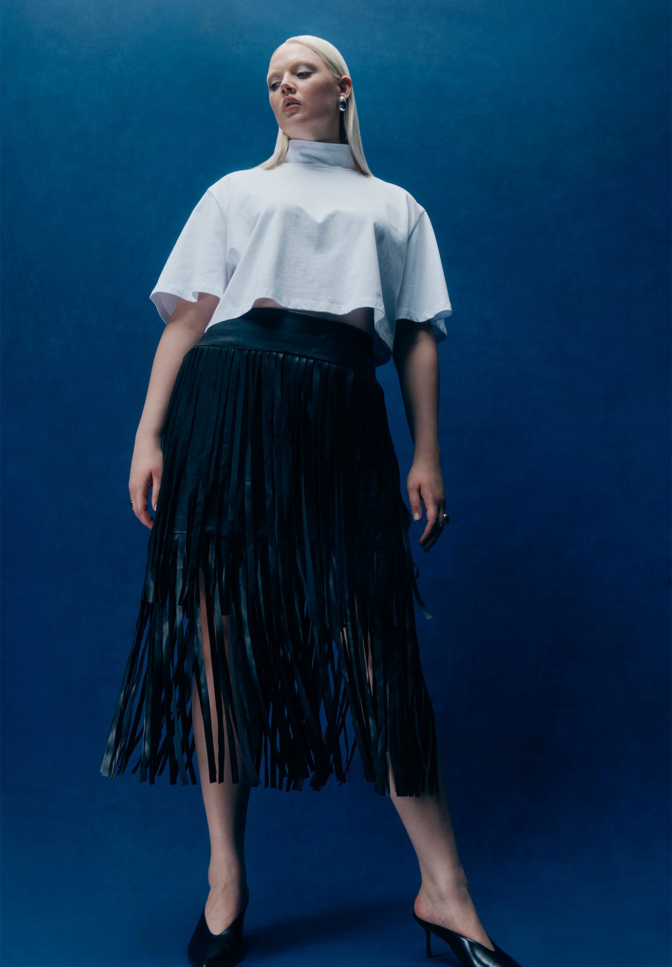 Faux Leather Fringe Skirt