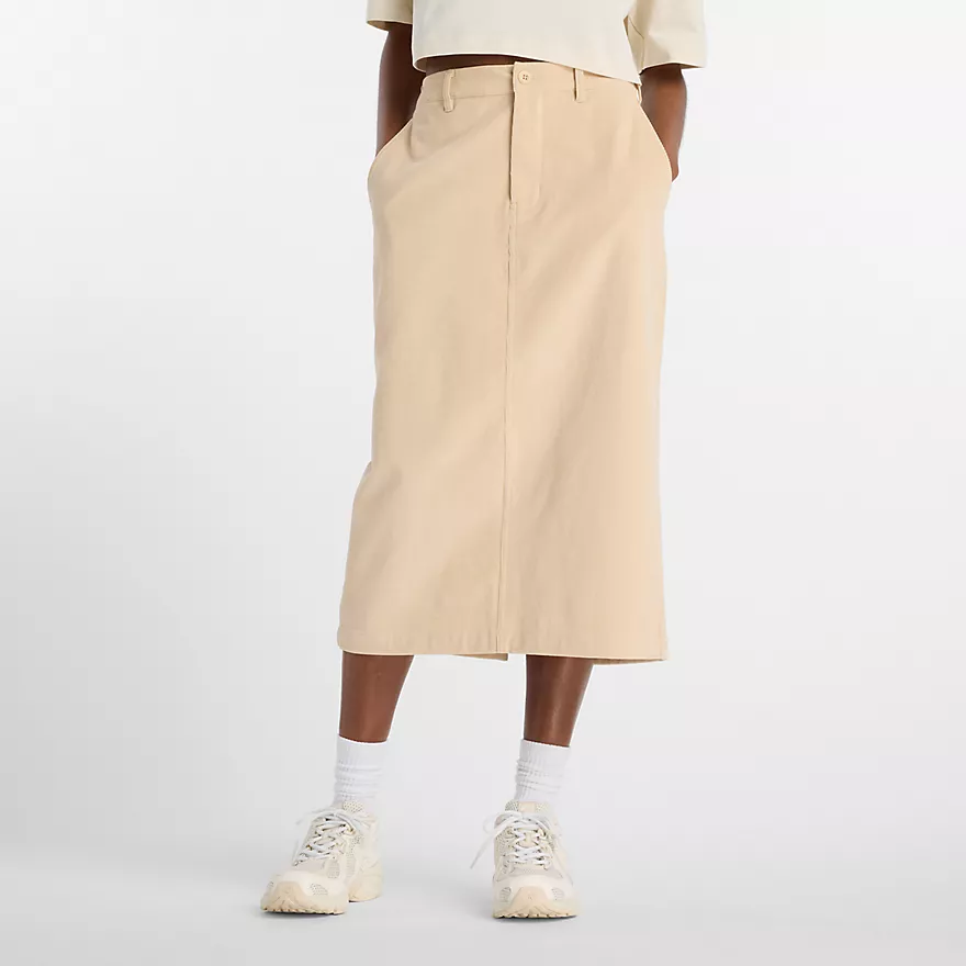 New Balance, Stretch Corduroy Midi Skirt in Desert Clay