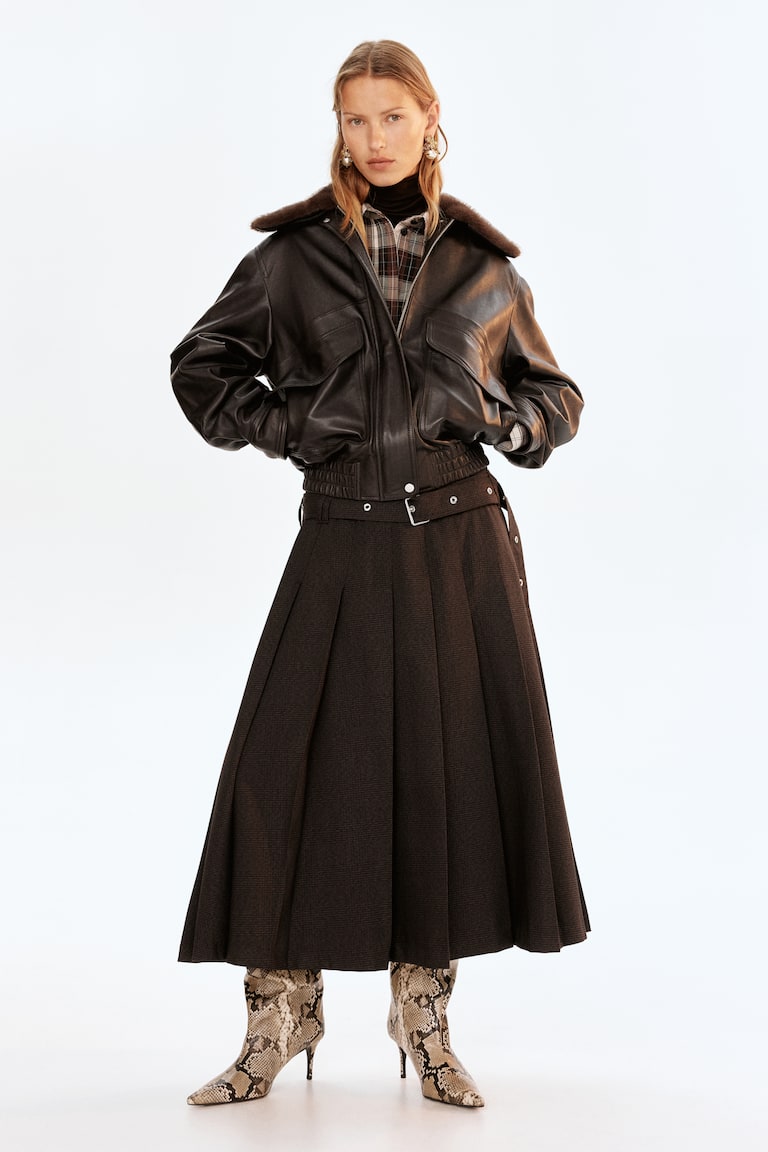 Pleated Skirt With Belt