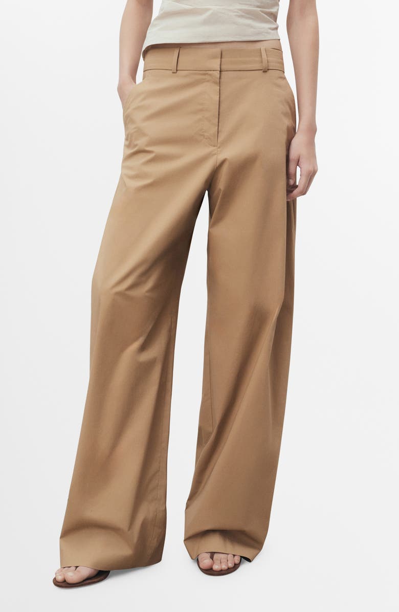 Stretch Cotton Wide Leg Pants