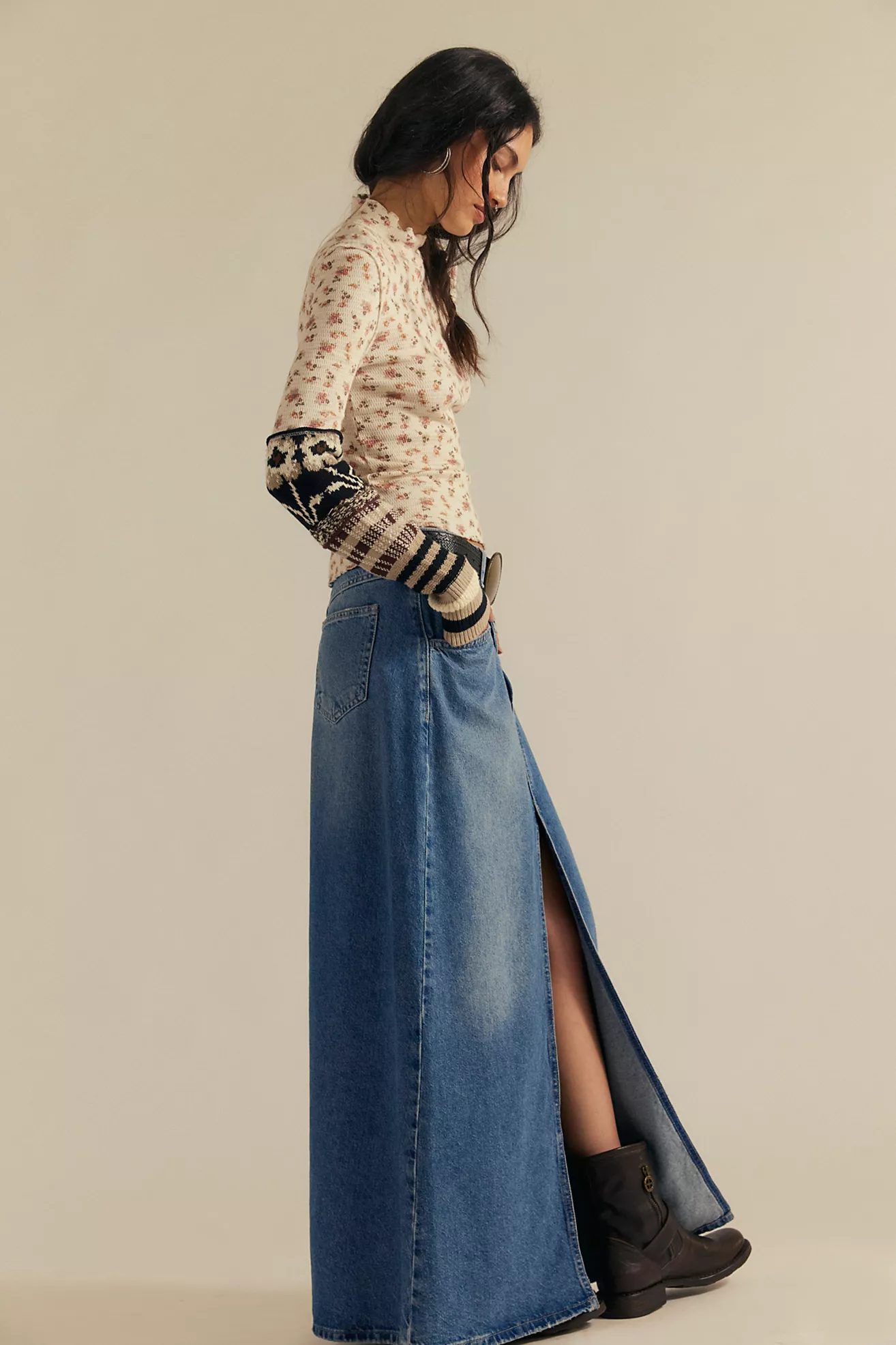 We the Free Come as You Are Denim Maxi Skirt