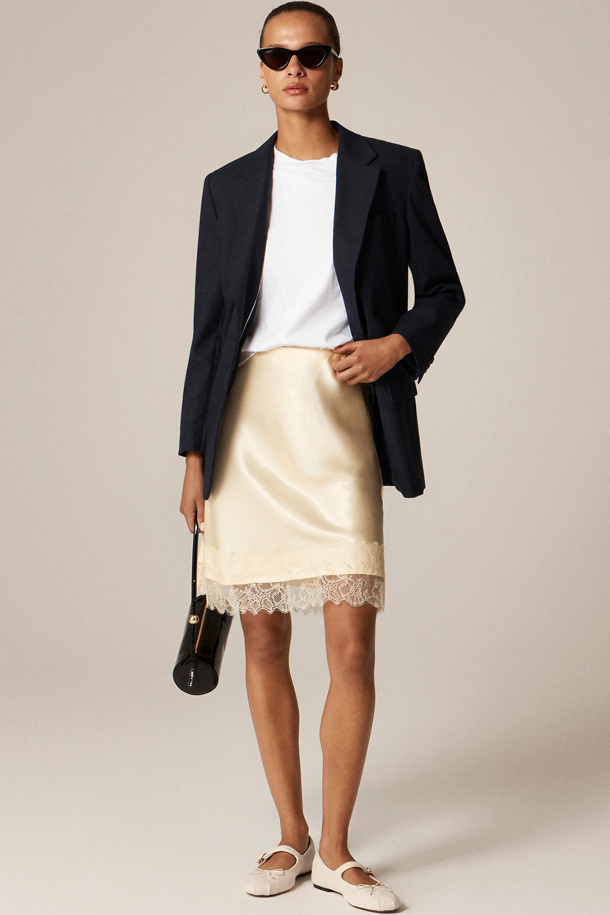 Gwen Lace-Trim Slip Skirt in Luster Charmeuse 