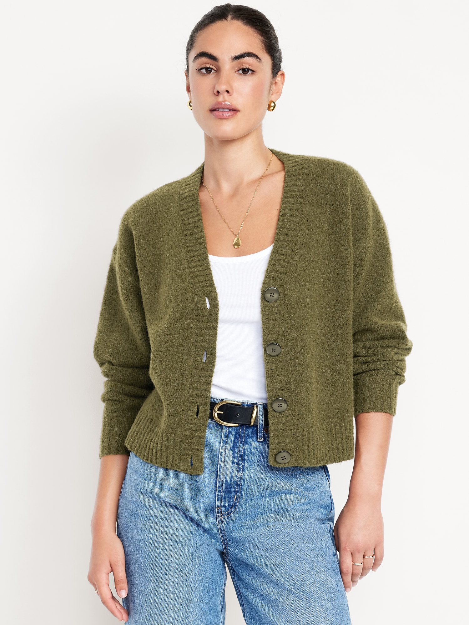Wool-Blend Slouchy Cardigan Sweater