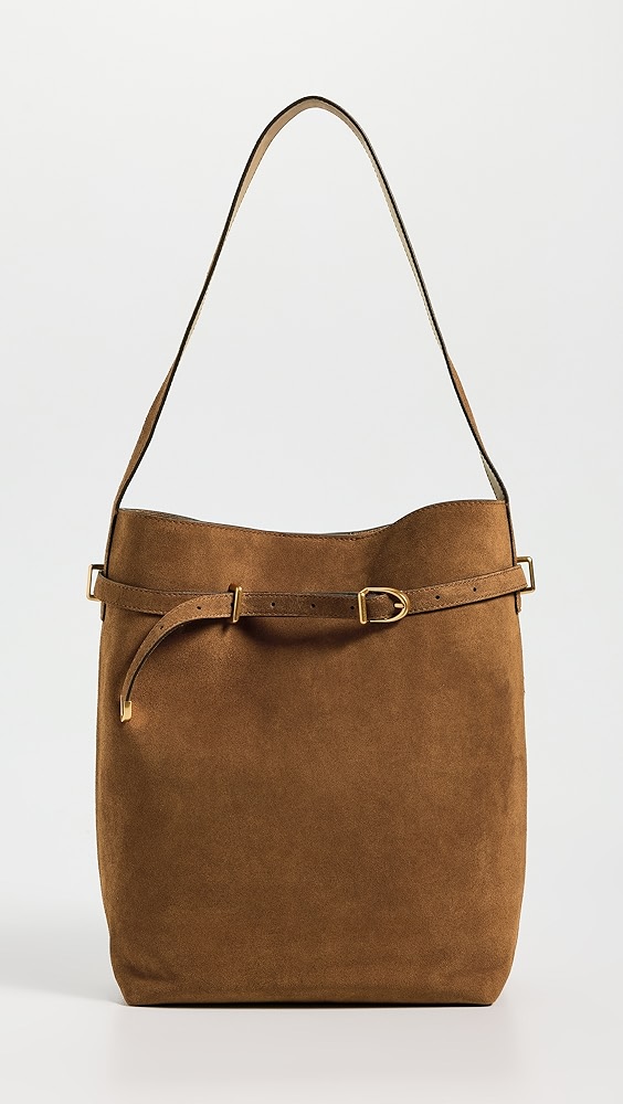 Madewell the Essential Belted Bucket Tote in Suede